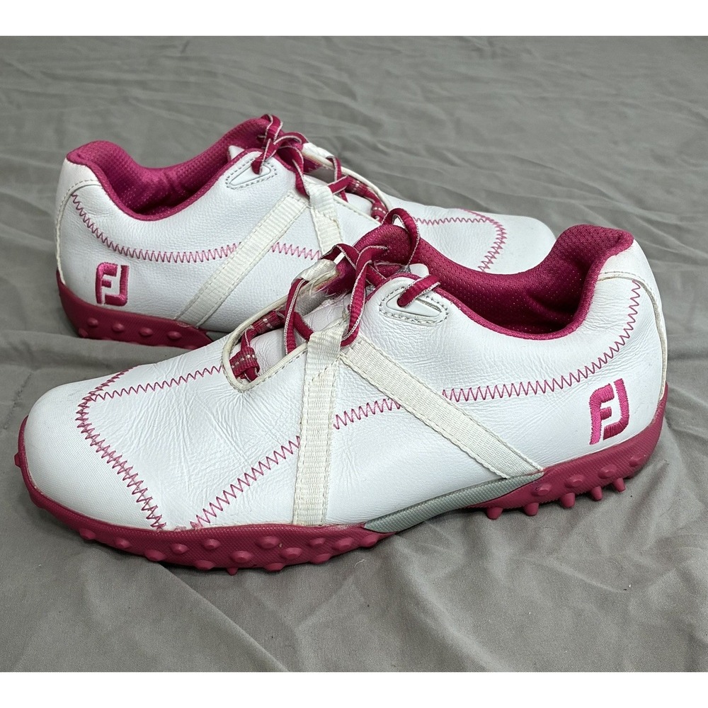 Footjoy M Project BOA Leather Spikeless Golf Shoes Women's Size 6.5 M White Pink